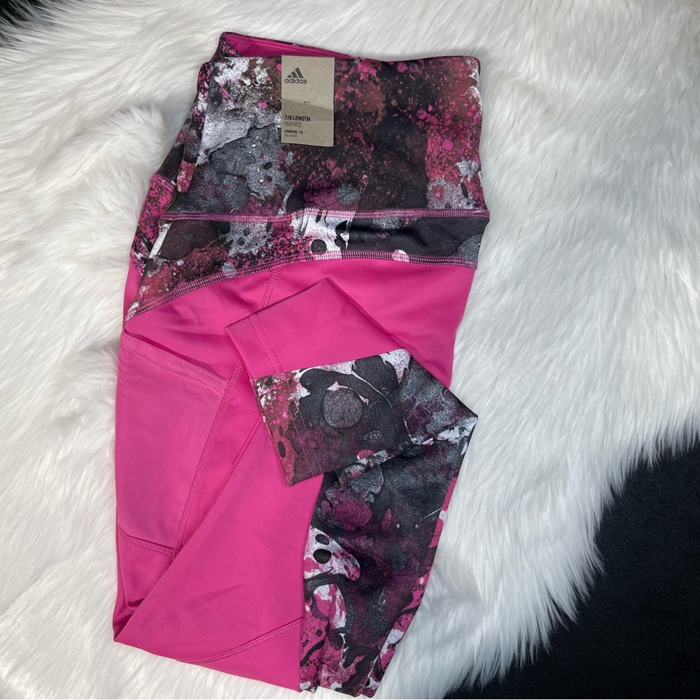 Adidas High-Rise Pink & Black Leggings ✨ 2X ✨ NWT